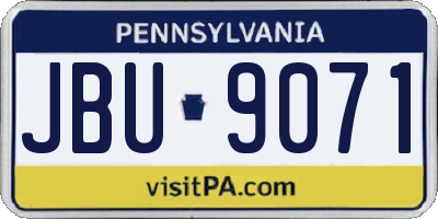 PA license plate JBU9071