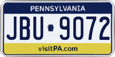 PA license plate JBU9072