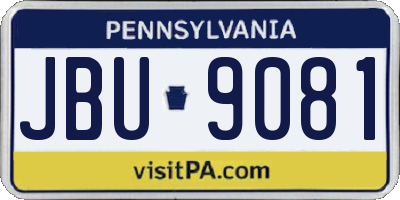 PA license plate JBU9081