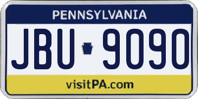 PA license plate JBU9090