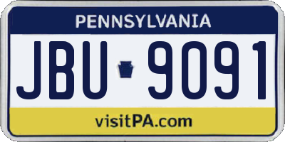 PA license plate JBU9091