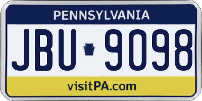PA license plate JBU9098