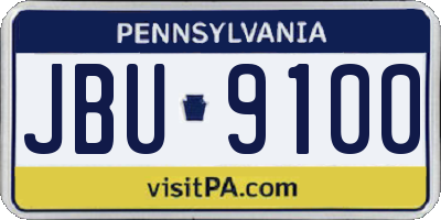 PA license plate JBU9100