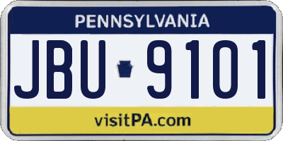 PA license plate JBU9101