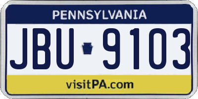 PA license plate JBU9103