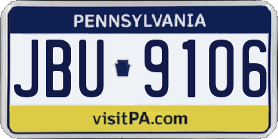 PA license plate JBU9106