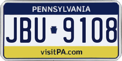 PA license plate JBU9108