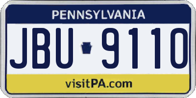 PA license plate JBU9110