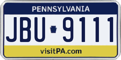 PA license plate JBU9111
