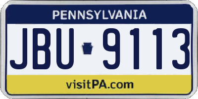 PA license plate JBU9113