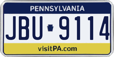 PA license plate JBU9114