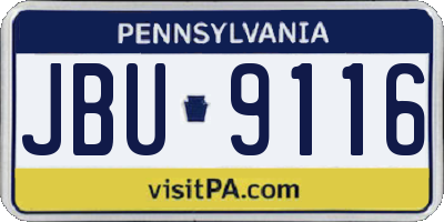 PA license plate JBU9116