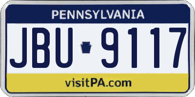 PA license plate JBU9117