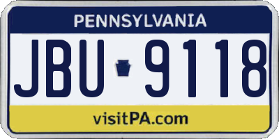 PA license plate JBU9118