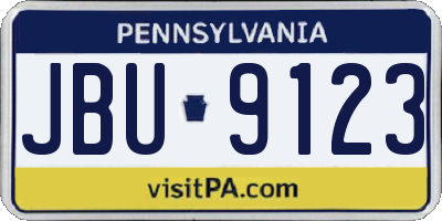 PA license plate JBU9123