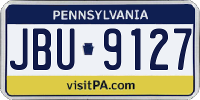PA license plate JBU9127