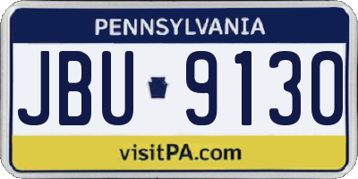 PA license plate JBU9130