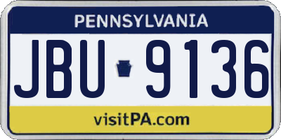 PA license plate JBU9136