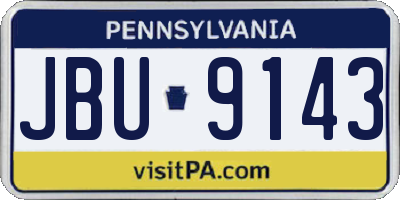 PA license plate JBU9143