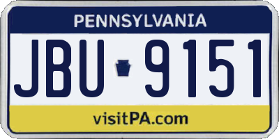 PA license plate JBU9151