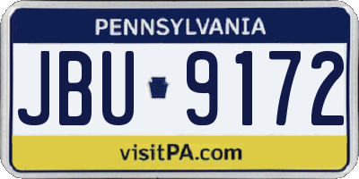 PA license plate JBU9172