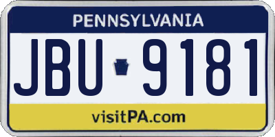PA license plate JBU9181