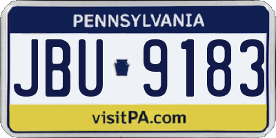 PA license plate JBU9183