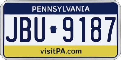 PA license plate JBU9187