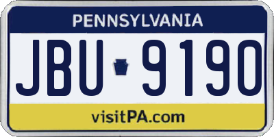PA license plate JBU9190