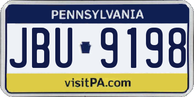 PA license plate JBU9198