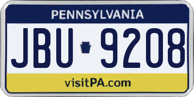 PA license plate JBU9208