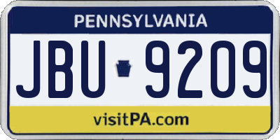 PA license plate JBU9209