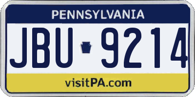 PA license plate JBU9214
