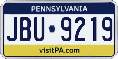 PA license plate JBU9219