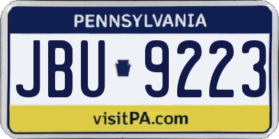 PA license plate JBU9223