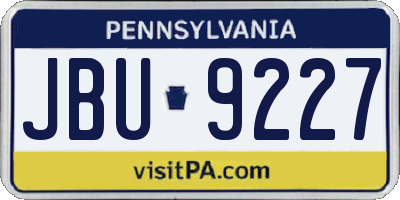 PA license plate JBU9227