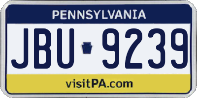 PA license plate JBU9239