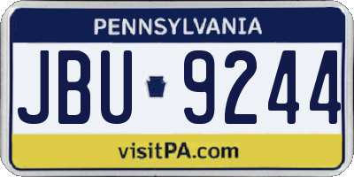 PA license plate JBU9244
