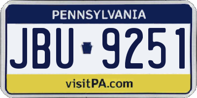 PA license plate JBU9251