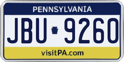 PA license plate JBU9260