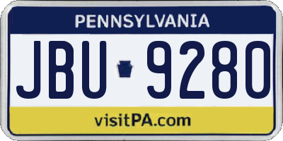 PA license plate JBU9280