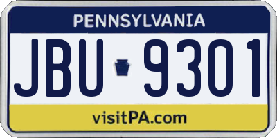 PA license plate JBU9301