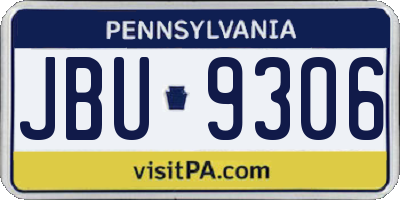 PA license plate JBU9306