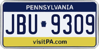 PA license plate JBU9309