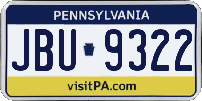 PA license plate JBU9322