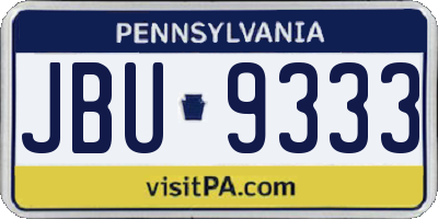 PA license plate JBU9333