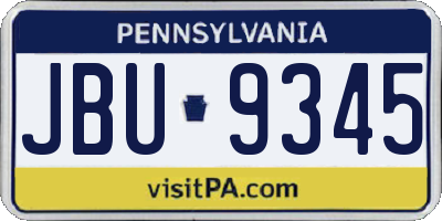PA license plate JBU9345