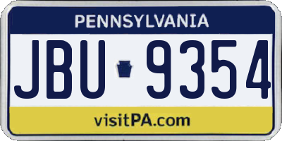 PA license plate JBU9354