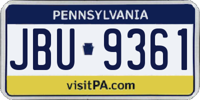 PA license plate JBU9361