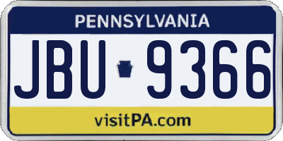 PA license plate JBU9366